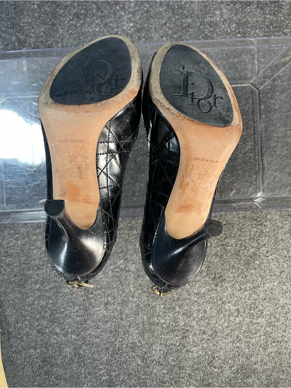 Christian Dior Cannage Black Leather High Heel Peep Toe Pumps SZ EU 36.5 US 6.5 - Picture 11 of 14